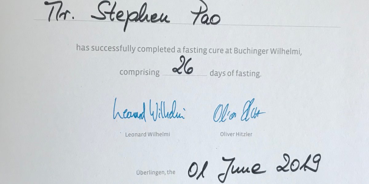 Buchinger Fasting Certificate
